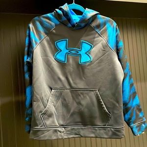 Youth Large Under Armour Hoodie, black and blue